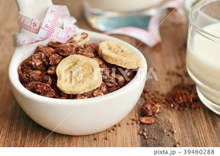 healthy granola with milk 39460288