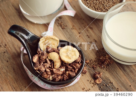 healthy granola with milk 39460290