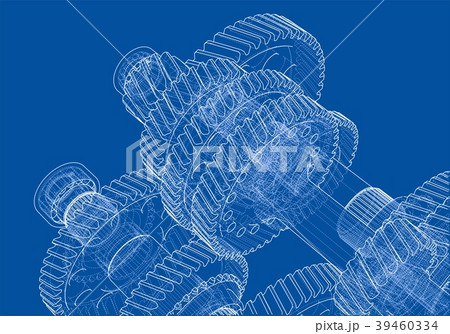 Gearbox sketch. 3d illustration 39460334