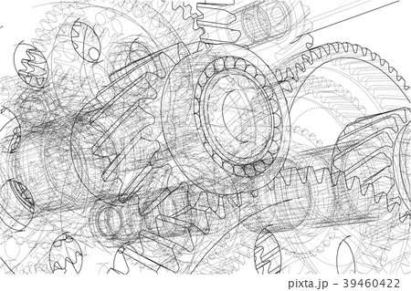 Gearbox sketch. 3d illustration 39460422