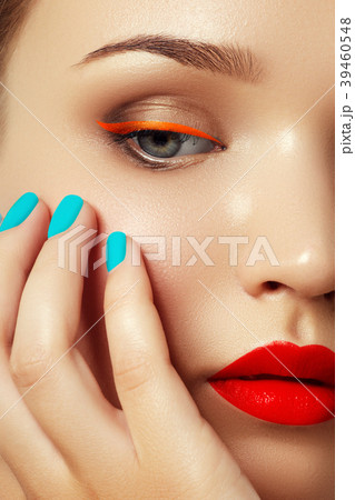 Cosmetics and makeup. Woman's face with vivid make 39460548