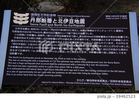 丹那断層と北伊豆地震の説明板(静岡県田方郡函南町) 丹那断層と北伊豆地震の説明板(静岡県田方郡函南町) 39462523