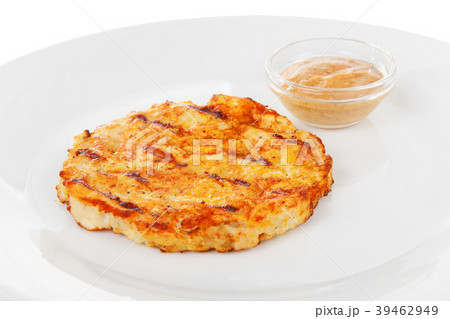 Meat steak, cutlet with Mustard sauce isolated Meat steak, cutlet with Mustard sauce isolated 39462949