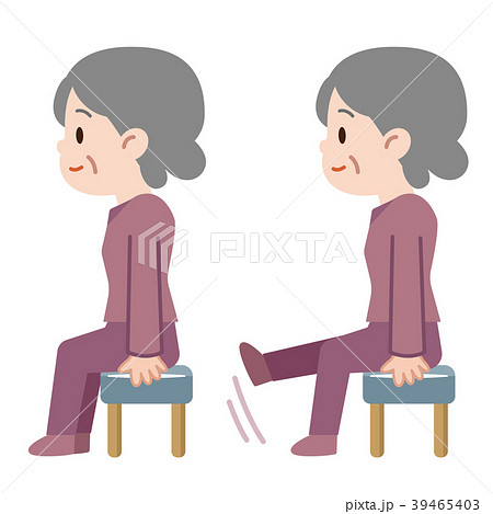 リハビリをするシニア女性のイラスト素材