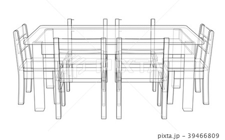 Table with chairs. 3d illustration 39466809