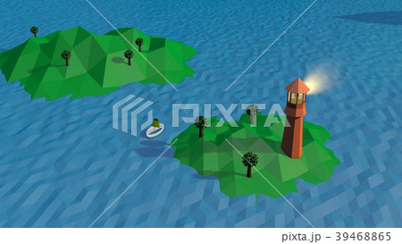 Lowpoly Landscape with a Lighthouse and Island Lowpoly Landscape with a Lighthouse and Island 39468865