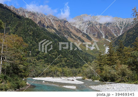 上高地の美しい穂高連峰の山々の風景 上高地の美しい穂高連峰の山々の風景 39469345