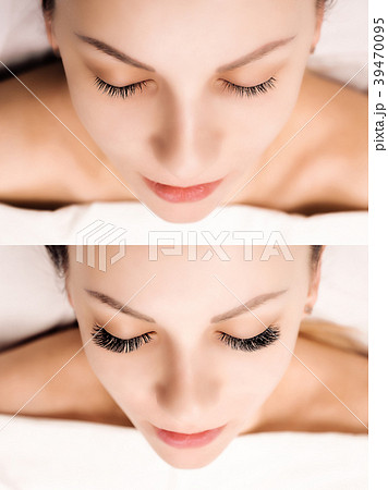 Eyelash Extension. Comparison of female eyes Eyelash Extension. Comparison of female eyes 39470095