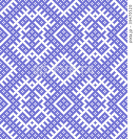 Seamless Russian Pattern with blue circles. 39470520