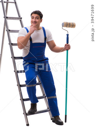 Young painter contractor isolated on white 39471699
