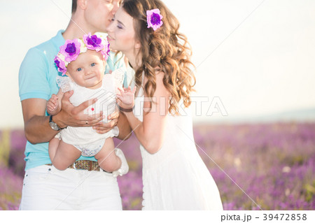 Young family in a lavender field Young family in a lavender field 39472858