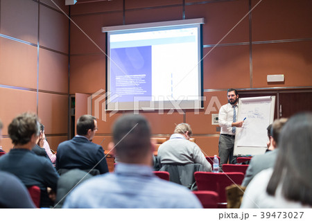 Skiled Public Speaker Giving a Talk at Business Skiled Public Speaker Giving a Talk at Business 39473027