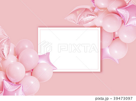 Pink birthday air balloons background mockup Pink birthday air balloons background mockup 39473097