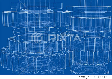 Gearbox sketch. 3d illustration 39473176