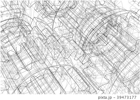 Gearbox sketch. 3d illustration Gearbox sketch. 3d illustration 39473177