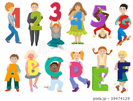Kids alphabet vector children with cartoon font 39474129