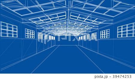 Warehouse sketch. 3d illustration Warehouse sketch. 3d illustration 39474253