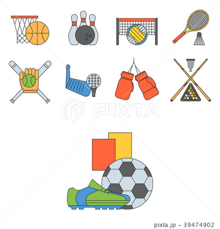 Set of sport vector icons in flat design line 39474902