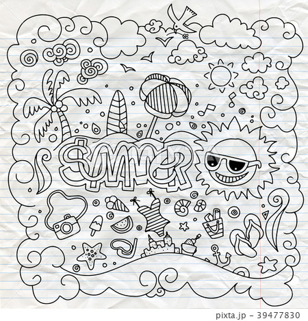 Hand drawn vector illustration set of summer 39477830