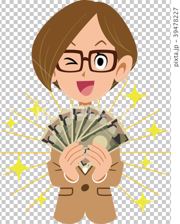 働く女性とお金 眼鏡 働く女性とお金 眼鏡 39478227