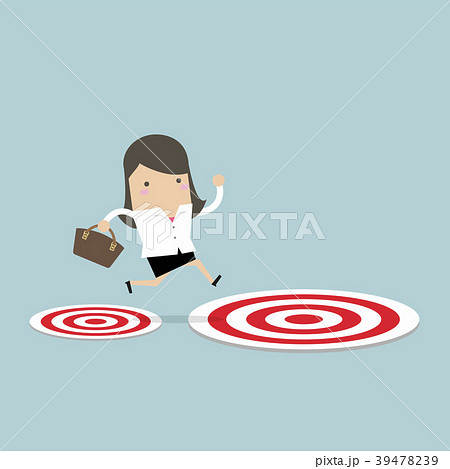 Businesswoman jumping from small target to the big 39478239