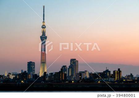 東京スカイツリー夕景 特別ライティング「明花」 東京スカイツリー夕景 特別ライティング「明花」 39480001