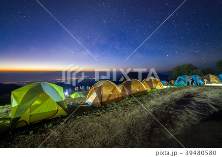 Starry night sky with tent at Doi AngKhang 39480580