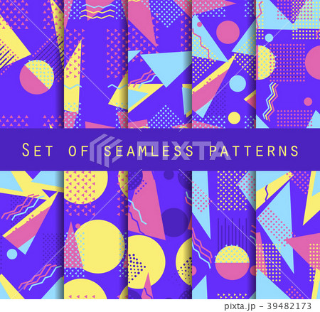 Memphis seamless pattern set. Geometric elements 39482173