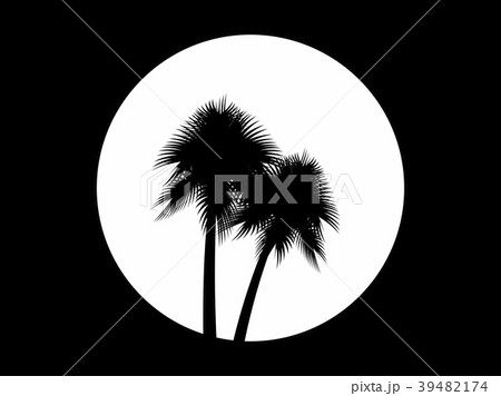 Two palm trees on the background of the full moon Two palm trees on the background of the full moon 39482174
