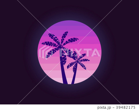 Palm trees on a sunset background in the style 39482175