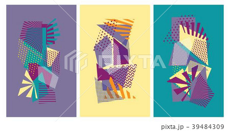 Colorful trendy geometric flat elements of pattern 39484309