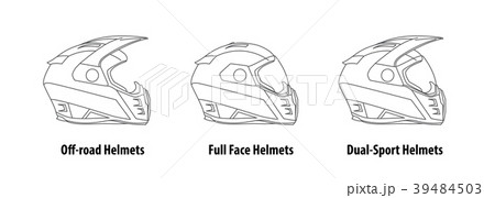 Type of Motorcycle Helmets Outline Vector. 39484503