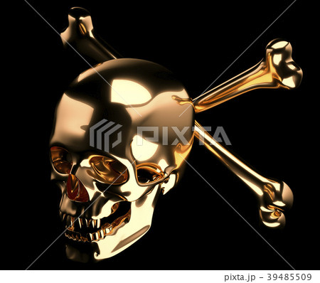 Golden Skull with crossed bones or totenkopf 39485509