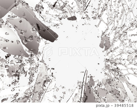 Pieces of splitted or cracked glass on white Pieces of splitted or cracked glass on white 39485518