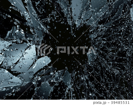 Shattered or demolished glass over black 39485531