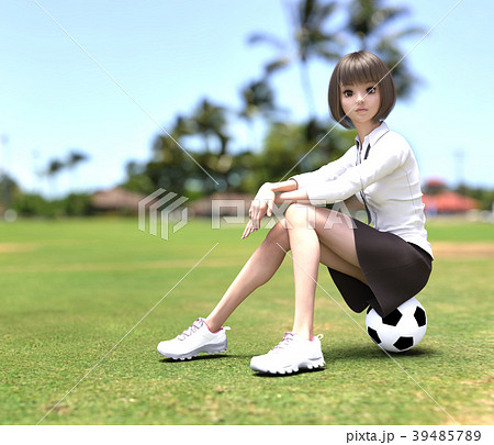 サッカーする女子学生 Perming3dcg イラスト素材のイラスト素材