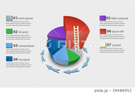 Creative vector colorful 3D pie chart Creative vector colorful 3D pie chart 39486952