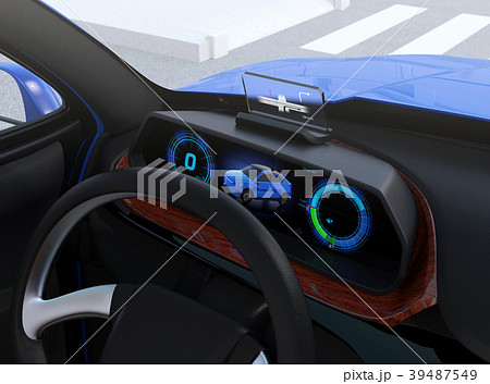 ヘッドアップディスプレイがある電動SUVのダッシュボードのイメージ 39487549