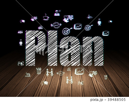 Finance concept: Plan in grunge dark room Finance concept: Plan in grunge dark room 39488505
