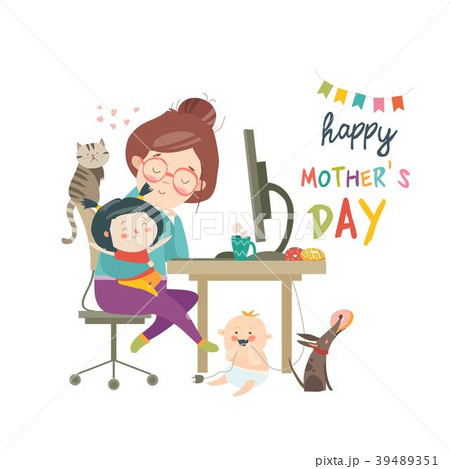 Working at home mother, freelancer with two kids 39489351