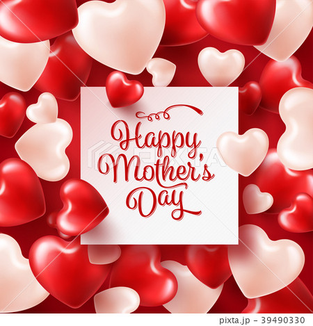 Mothers day background with red hearts. Greeting 39490330