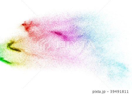 Abstract  colored sand splash on white background. 39491811
