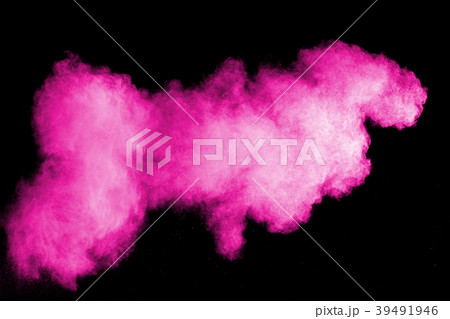 Abstract pink powder splatter on black background Abstract pink powder splatter on black background 39491946