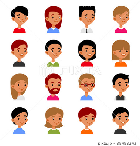 Cute Young Man and Woman Avatars. Cartoon Userpic 39493243