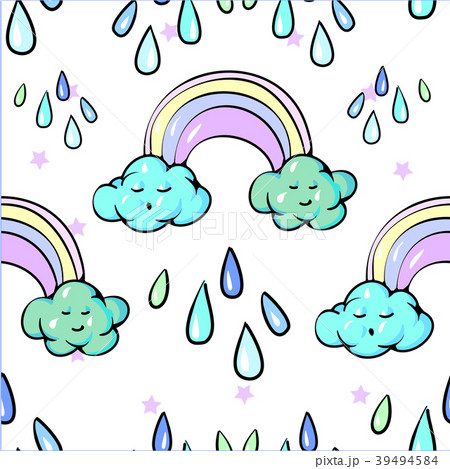 Seamless pattern Cute Rainbow Clouds Sun Raining Seamless pattern Cute Rainbow Clouds Sun Raining 39494584