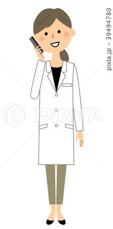 白衣の女性 電話のイラスト素材