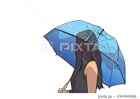 Illustration of young woman holding umbrella Illustration of young woman holding umbrella 39494896