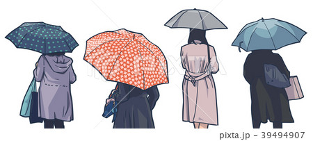 Illustrations of women holding umbrellas 39494907