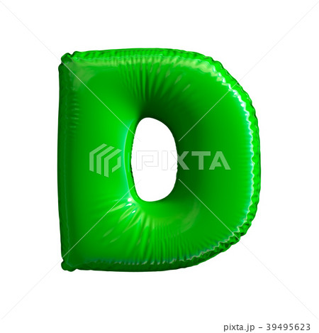 Green letter D made of inflatable balloon isolated Green letter D made of inflatable balloon isolated 39495623