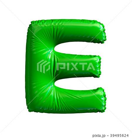 Green letter E made of inflatable balloon isolated 39495624